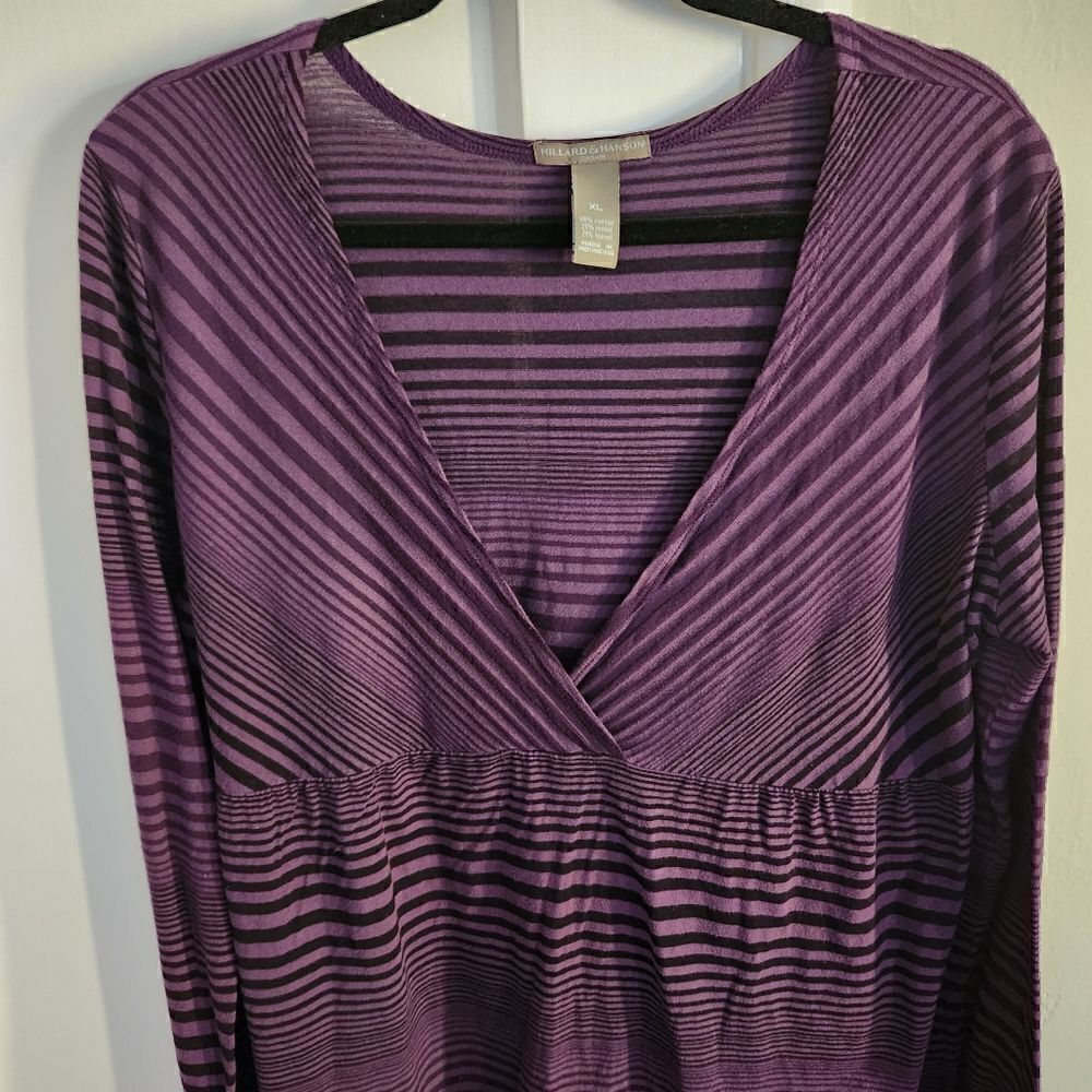 Hillard & Hanson Long Sleeve Lightweight Deep V-Neck Top Size XL - Picture 3 of 5